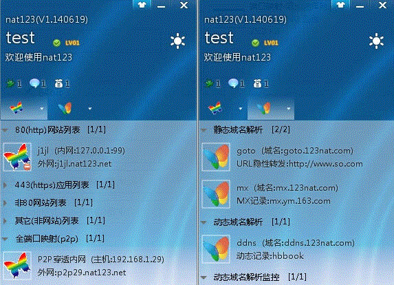 nat123动态域名解析P2P全端口映射