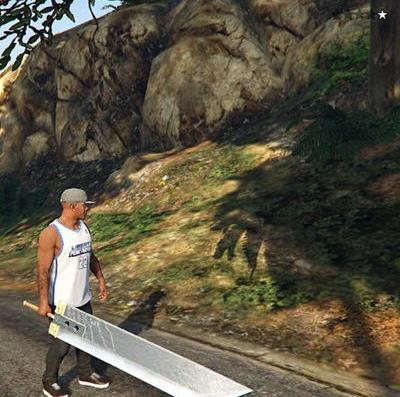 GTA5最终幻想克劳德大剑斯考尔枪刃MOD