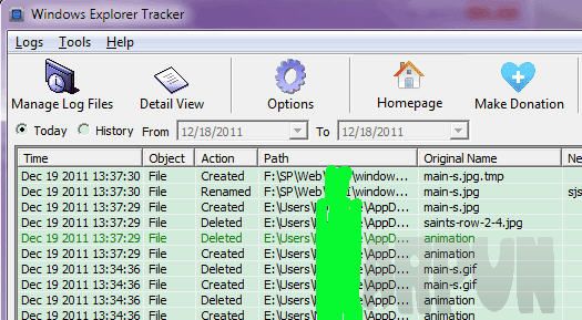 Windows Explorer Tracker