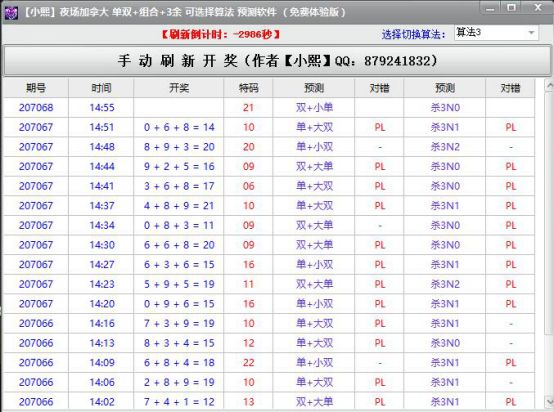 【小熙】夜场加拿大 单双 组合 3余 可选算法 预测软件