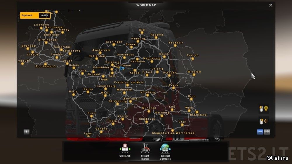 《欧洲卡车模拟2》v1.25-1.26无限金钱地图全开通用存档