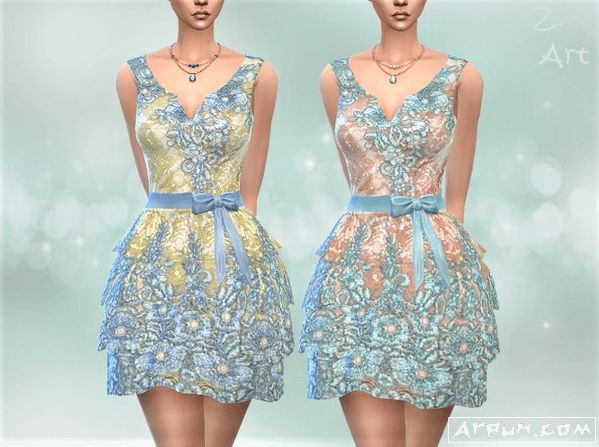 模拟人生4Z03碎花百褶裙连衣短裙MOD