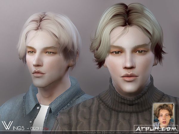 模拟人生4男士欧美校园范中分微卷发型MOD