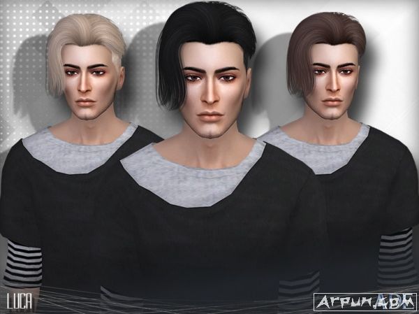 模拟人生4Luca男士后梳单边刘海发型MOD