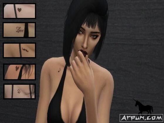 模拟人生4五种锁骨小纹身mod