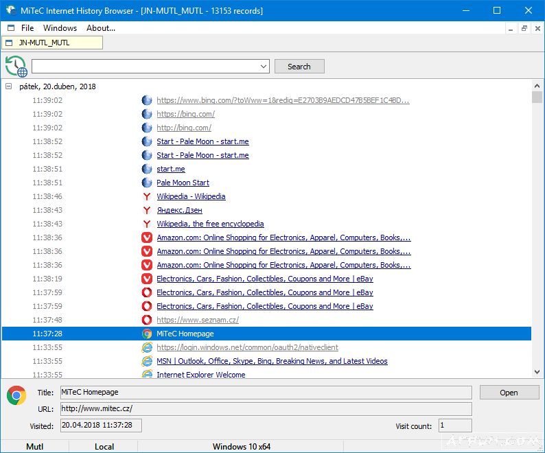MiTeC Internet History Browser