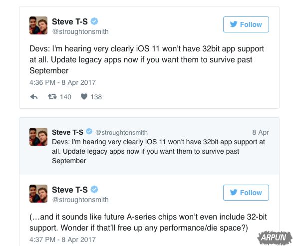 iOS11��֧��32λӦ���𿪷���͸¶��iOS11����ȫֹ֧ͣ��32λӦ��