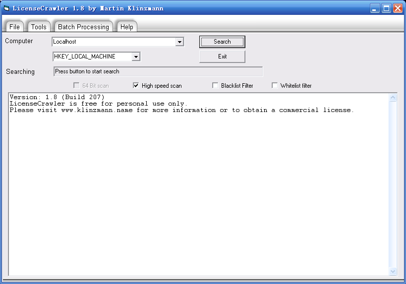 找回电脑程序序列号的工具(LicenseCrawler) 1.8 免费绿色版