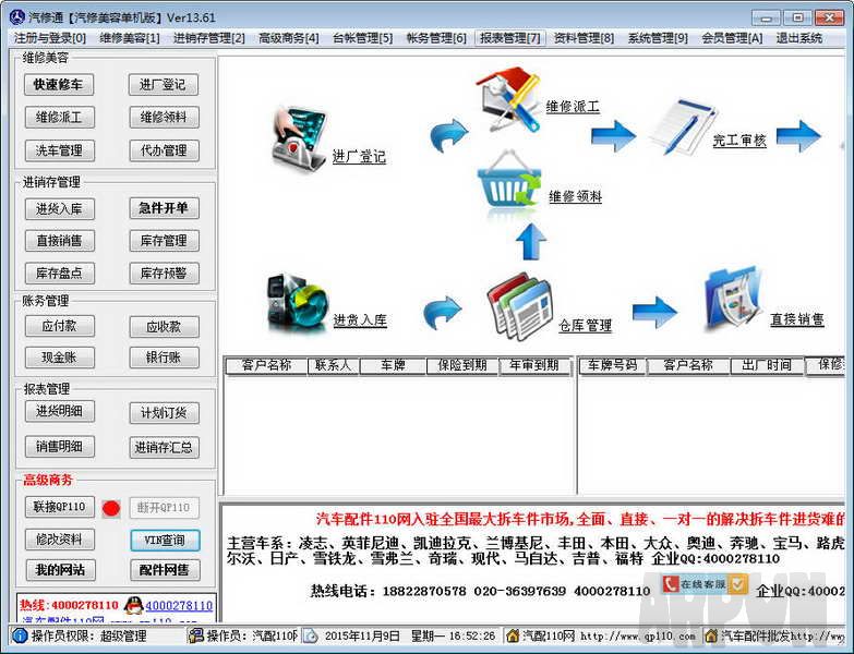 汽修通汽修美容管理软件