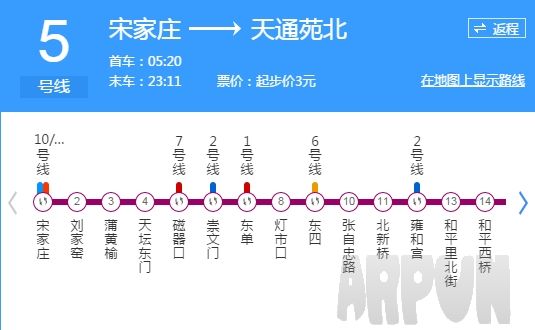 北京地铁5号线线路图