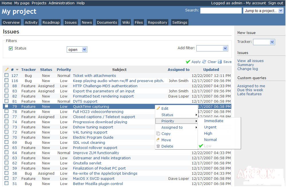web项目管理软件(Redmine)