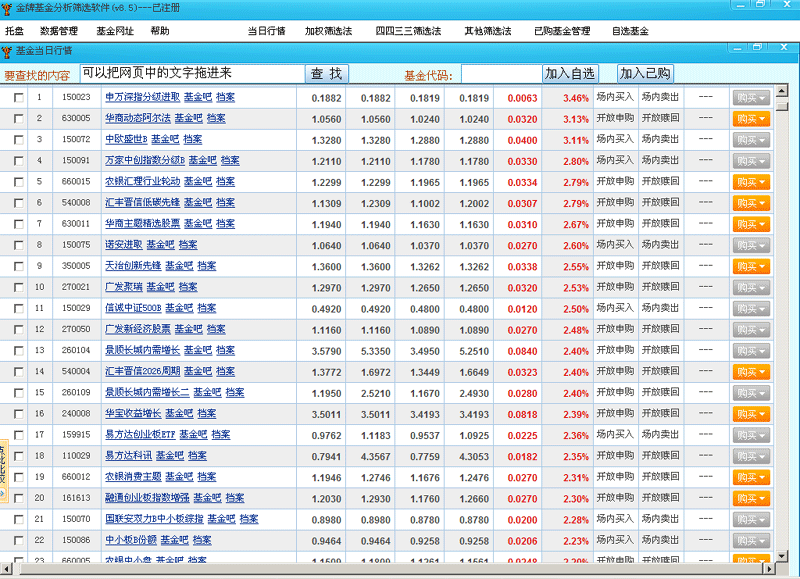 金牌基金分析筛选软件(随时查看最新行情及基金资料)